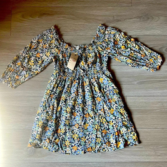 American Eagle Outfitters Mini Dress Women’s Floral Puff Sleeve Off Shoulder Sma